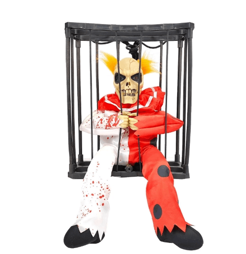 YNT İthalat SM-SMR-C033 Hareketli Sesli Sensörlü Mahkum Joker İskelet Dekorasyon 22X27 Cm