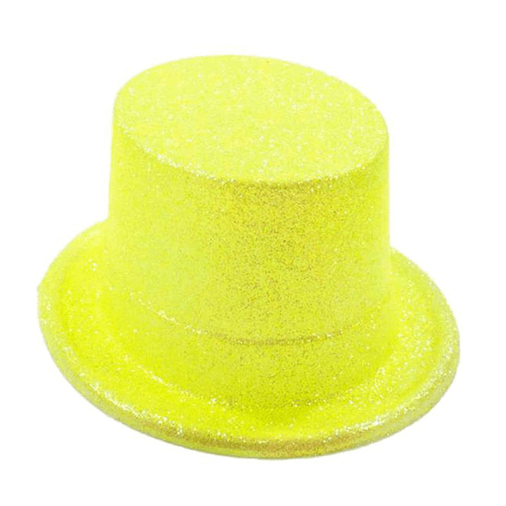 YNT İthalat SM-SMR-D234 Floresan Sarı Renk Simli Uzun Fötr Melon Şapka 12 Cm
