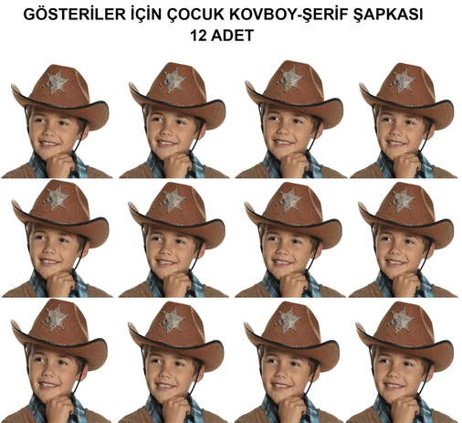 YNT İthalat SM-SMR-E101-12 Kovboy Şerif Şapkası Kahve 12 Adet - Kostüm, Parti Ve Gösteri Şapkası