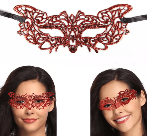 YNT İthalat SM-SMR-E153-9 Kırmızı Dantel Masquerade Maskesi 9 No