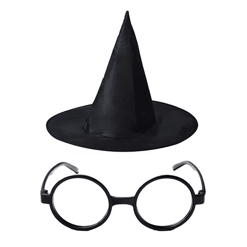 YNT İthalat SM-SMR011-HARRY Harry Potter Büyücü Şapkası Ve Harry Potter Büyücü Gözlüğü Siyah Renk