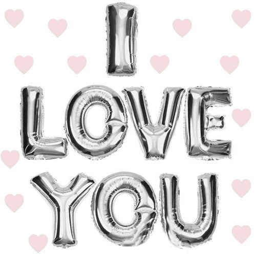 YNT İthalat SM-SMR0362-GUMUS I Love You Folyo Balon Gümüş Renk 35 Cm
