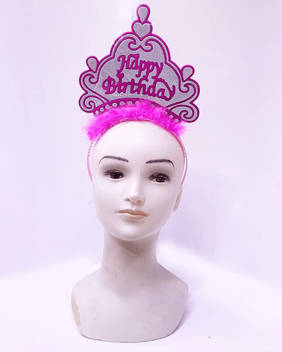 YNT İthalat SM-SMR0649-PEMBE Happy Birthday Neon Pembe Renk Doğum Günü Tacı 24X15 Cm