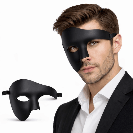 YNT İthalat SM-SMRG040 Siyah Yarım Erkek Maske – Phantom Parti  Balo Maskesi