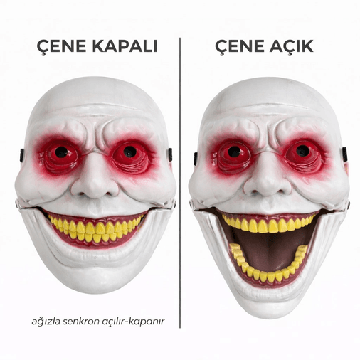 YNT İthalat SM-SMRG099-K Hareketli Çene Mekanizmalı Korku Maskesi Kırmızı