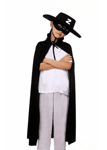 YNT İthalat SM-SMRZORRO Çocuk Boy Zorro Pelerin + Şapka + Maske Kostüm Seti