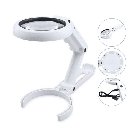 YNT İthalat TD-0018TDU-1102 Usb Şarj Edilebilir Katlanabilir 3.510X Büyüteç 8 Ledli Masa Ve Eliçin  Taşınabilir Büyüteç Fs90Rc