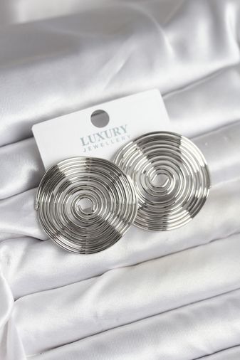 Youday Accessories BKP11436-BLNC Pirinç Gümüş Renk Circle Model Kadın Küpe Altın