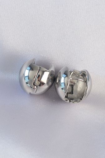 Youday Accessories BKP8985-BLNC Pirinç Gümüş Renk İçi Boş Minimal Topçuk Küpe Altın