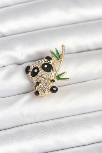 Youday Accessories BR460-BLNC Panda Model Broş Altın - Kırmızı