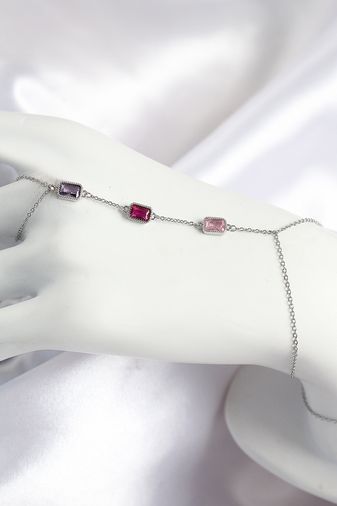 Youday Accessories SN694-BLNC Pirinç Renkli Zirkon Taşlı Dikdörtgen Model Gümüş Renk Kadın Şahmeran Altın