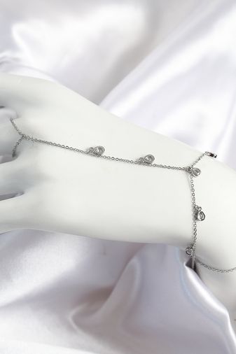 Youday Accessories SN704-BLNC Pirinç Zirkon Taşlı Sallantılı Damla Model Gümüş Renk Kadın Şahmeran Altın