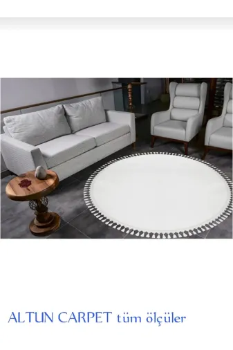 ytuftyı78ujı Altuncarpet Karbeyaz Yuvarlak50*50Jel Kaymaz Post Pelüş Halı Çoklü Ölçü Ölçüye Saçak Dahil Değildir