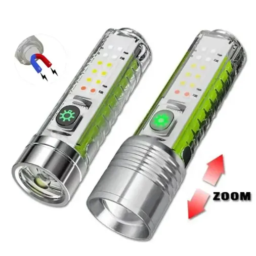 Yüksek Performanslı 8 Fonksiyonlu Şarjlı Led Fener 13 Cm