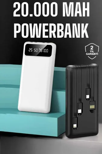 yusuftex B-44MOXEDMU5R27 Powerbank 20.000 Mah Dijital Göstergeli Lcd Ekran Uzun Pil Ömrü