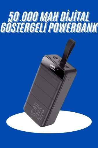 yusuftex B-Y8E0XP4DG4WYC Powerbank 50.000 Mah Dijital Göstergeli Taşınabilir 4 Portlu Hızlı Powerbank
