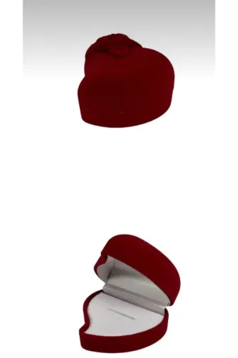 Yüzük Kutusu Güllü Kalp Bordo