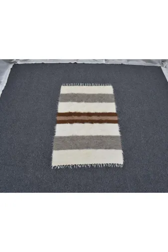 Zehra Abla Halı 1518 Yeni El Dokuma Benzersiz Tiftik Saf Yün Siirt Battaniyesi Kilim