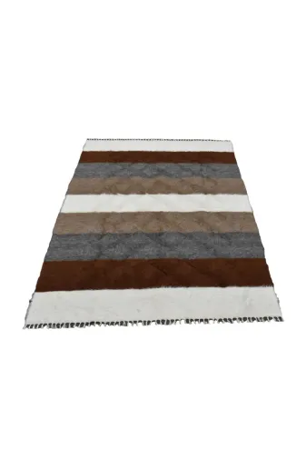Zehra Abla Halı 2876 Yeni El Dokuma Çift Kişilik Tiftik Yün Siirt Battaniyesi Kilim
