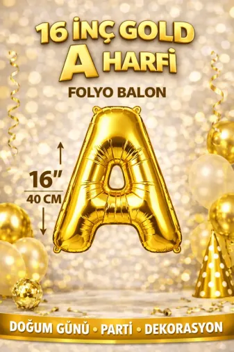 Zema parti 16incgold-a 16 İnç Gold A Harfi Folyo Balon 40 Cm Altın Doğum Günü Parti Dekorasyon