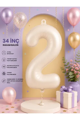 Zema parti 2 34 İnç Krem Rakam Balon Folyo Helium Uyumlu Doğum Günü Parti Balonu (0-9)