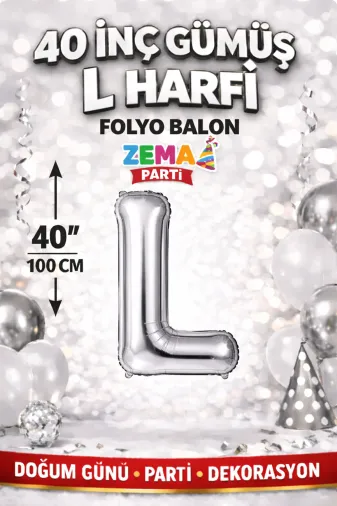 Zema parti 40-GÜMÜŞ-HARF-K 40 İnç Gümüş K Harfi Folyo Balon – Doğum Günü Parti Dekorasyon Balonu