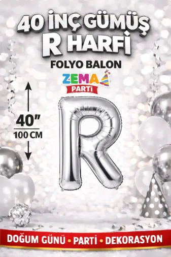 Zema parti 40-GÜMÜŞ-HARF-P 40 İnç Gümüş P Harfi Folyo Balon – Doğum Günü Parti Dekorasyon Balonu