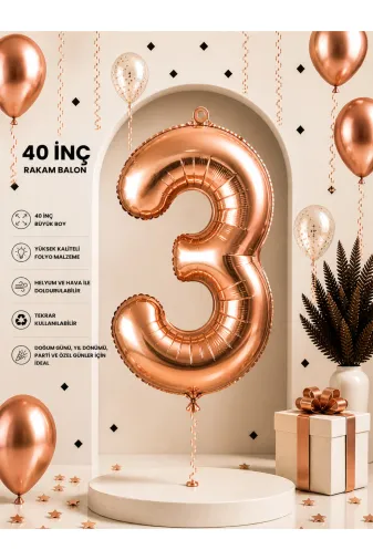 Zema parti 40 inç kahve gold rakam 40 İnç Kahve Gold Rakam Folyo Balon – Doğum Günü Parti Dekorasyon Balonu