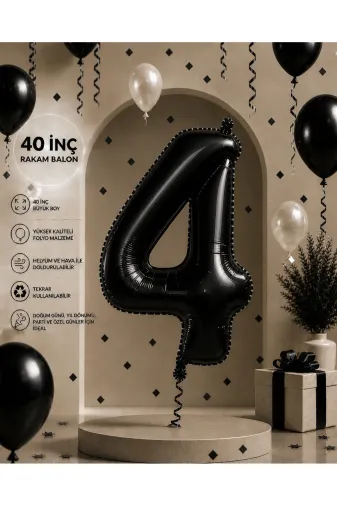 Zema parti 40 siyah rakam 40 İnç Siyah Rakam Folyo Balon – Doğum Günü, Parti Ve Organizasyon Balonu