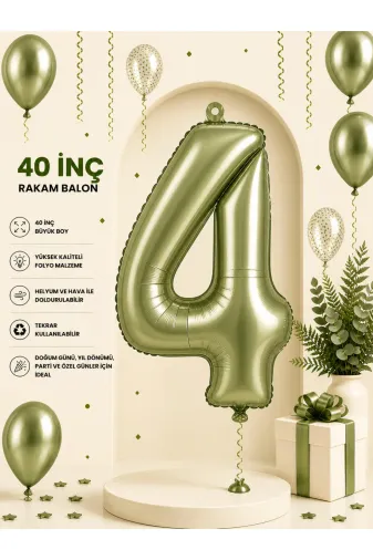 Zema parti 40 yeşil rakam 40 İnç Yeşil Rakam Folyo Balon – Doğum Günü Parti Dekorasyon Balonu