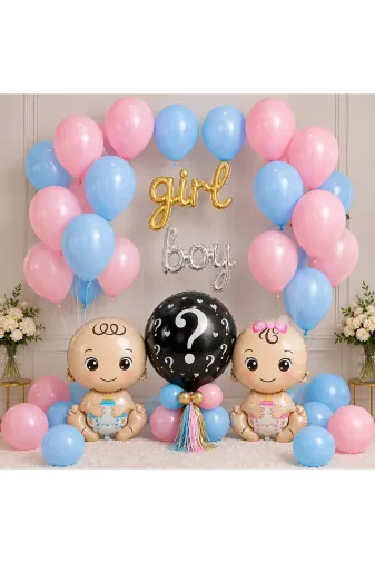 Zema parti cinsiyet set Cinsiyet Partisi Balon Seti Girl Boy Folyo Balon Bebek Folyo Balon Pembe Mavi Baby Shower Seti