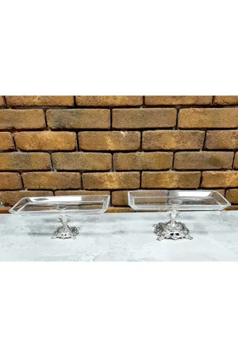 ZEN HOME ZH-ZH-264 Avangarde Gümüş Döküm Ayaklı 2 Adet Baton Sunumluk Muhteşem Set