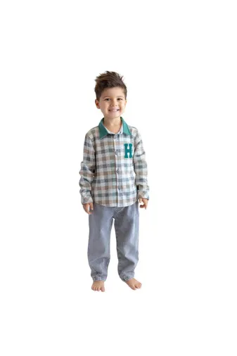 Zeyland QTEAE9AZDL-42 Erkek Bebek&çocuk Ekose Desenli Gömlek-Yeşil