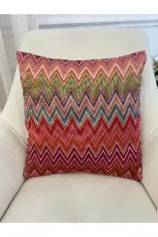 Zigzag Desen Renkli Kırlent Kılıfı 45x45