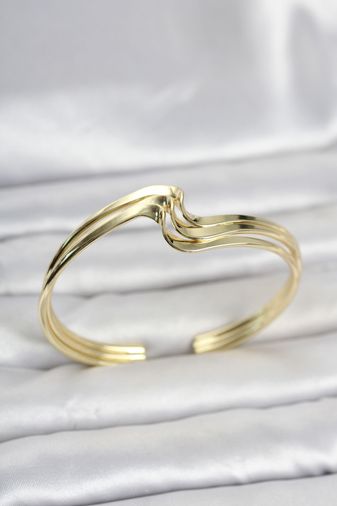 Zikzak Model Gold Renk Pirinç Kadın Bileklik