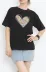 14 Şubat Sevgililer Günü Leopar Kalp Baskılı Oversize Bisiklet Yaka T-shirt - Siyah - S - Siyah 3