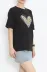 14 Şubat Sevgililer Günü Leopar Kalp Baskılı Oversize Bisiklet Yaka T-shirt - Siyah - XL - Siyah 2