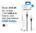 Acl Ack-99 3A 15 Watt 1.2Mt Usb-A To Type-C Led Işıklı Şarj Kablosu Usb Kablo 2