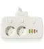 Akım Korumalı 2’li Ayrı Anahtarlı Priz, 2x Priz, 3x USB, 1x Type-C, 2 mt Kablo, Hızlı Şarj 3