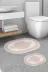 Alanur Home 410602-O Alanur Trend Kaymaz Taban Oval Saçaklı Dijital 2'li Banyo Takımı Krem Pudra 1