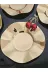 atabey home collection Güllü Altın 6'lı Metal 6'li Çay Tabaği Döküm Kirazli Altin 3