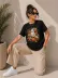 Balkabağı Hayalet Baskılı Tişört Kısa Kol Yazlık T-Shirt - Siyah - XL - Siyah 2