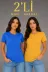 Basic Bisiklet Yaka Yazlık Slim Fit T-Shirt - Mavi - Hardal Sarısı - L - Çok Renkli 1
