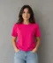 Basic Pamuklu Tişört Bisiklet Yaka Düz Renk Relaxed Fit T-Shirt - Fuşya - L - Fuşya 2
