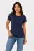 Basic Tişört Bisiklet Yaka Kısa Kol Günlük Yazlık Slim Fit T-Shirt - Lacivert - 2XL - Lacivert 2