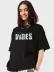 Baskılı Oversize T-shirt - Siyah - XL - Siyah 1