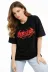 Baskılı T-Shirt Yazlık Kısa Kol Bisiklet Yaka Rahat Kalıp Tişört - Siyah - L - Siyah 1
