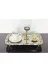 BATONÇELİKTEPSİLER Tekli Ayakli Sunum Tepsisi & Baton Pasta Servisi Çelik Tepsi Döküm Gold Çerçeve 32 Cm 1