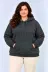 Battal Büyük Beden Üç İplik İçi Şardonlu Kapüşonlu Kanguru Cepli Kışlık Sweatshirt - Füme - 4XL - Füme 1