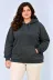 Battal Büyük Beden Üç İplik İçi Şardonlu Kapüşonlu Kanguru Cepli Kışlık Sweatshirt - Füme - 4XL - Füme 3